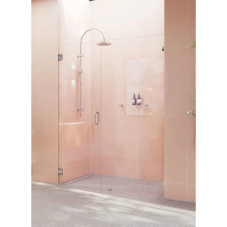 78 in. x 58 in. Frameless Glass Shower Door with Chrome Hinges