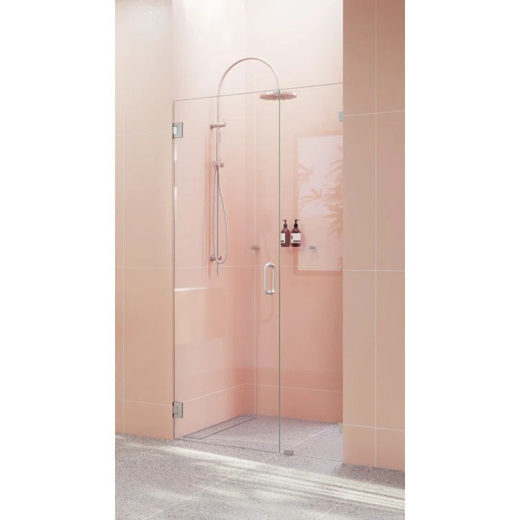 Illume 78 in. Frameless Clear Glass Shower Door with Brushed Nickel Hardware