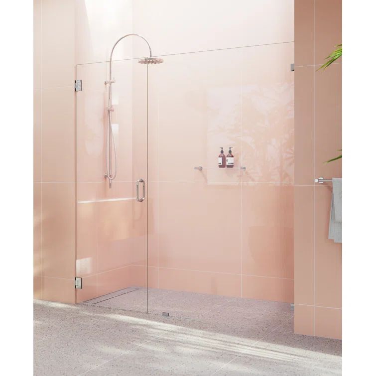 Illume Frameless Clear Tempered Glass Shower Door with Polished Chrome Hardware