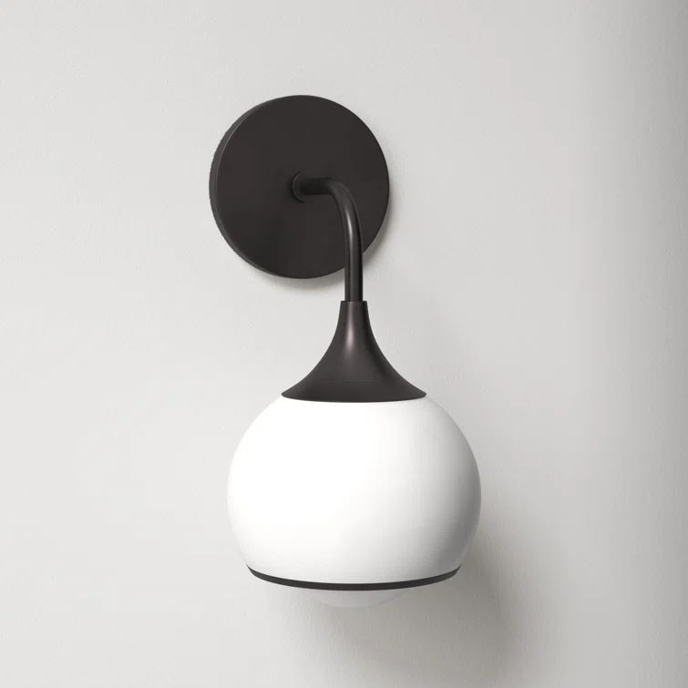 Bronze and Opal White Glass Dimmable Wall Sconce