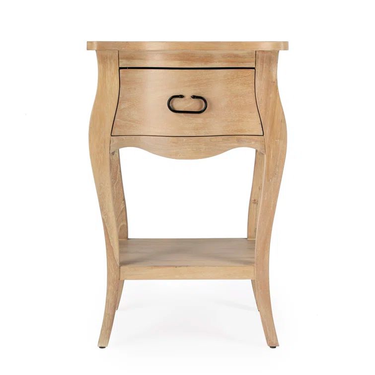 Esmerelda Transitional Mango Wood 1-Drawer Nightstand with Iron Pull