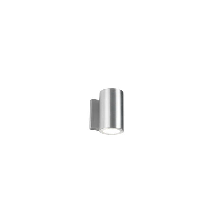 Elegant Brushed Aluminum Cylinder Sconce with Silk Screened Glass