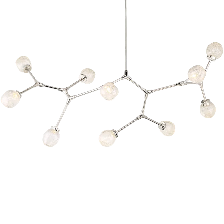 Catalyst Polished Nickel 10-Light LED Sputnik Chandelier with Art Glass Shades