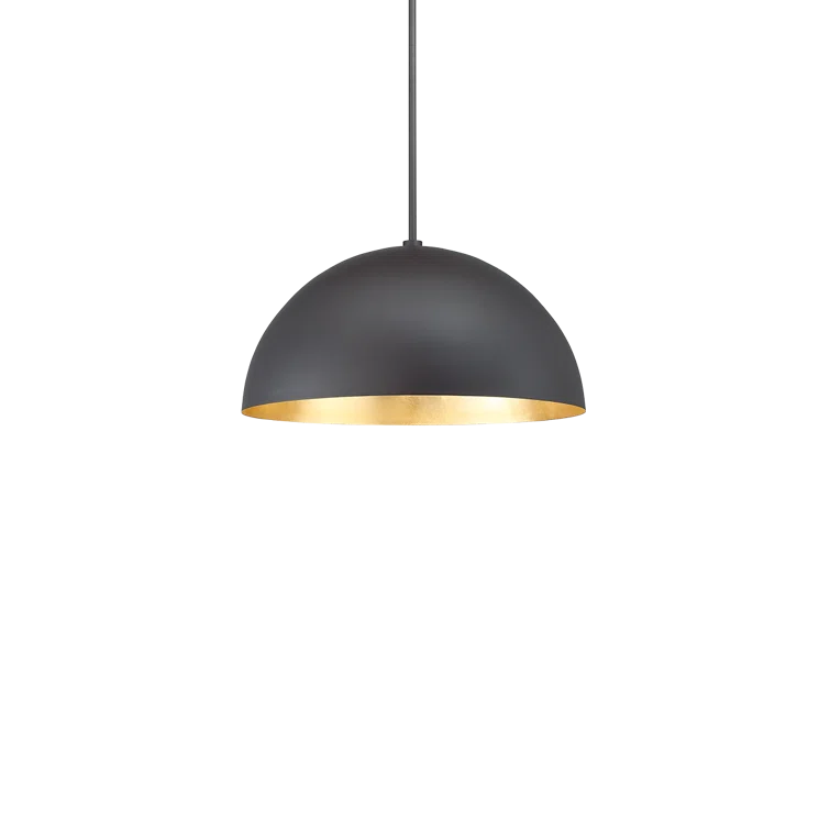 Yolo Black Gold Leaf 1-Light LED Pendant with Opal Glass
