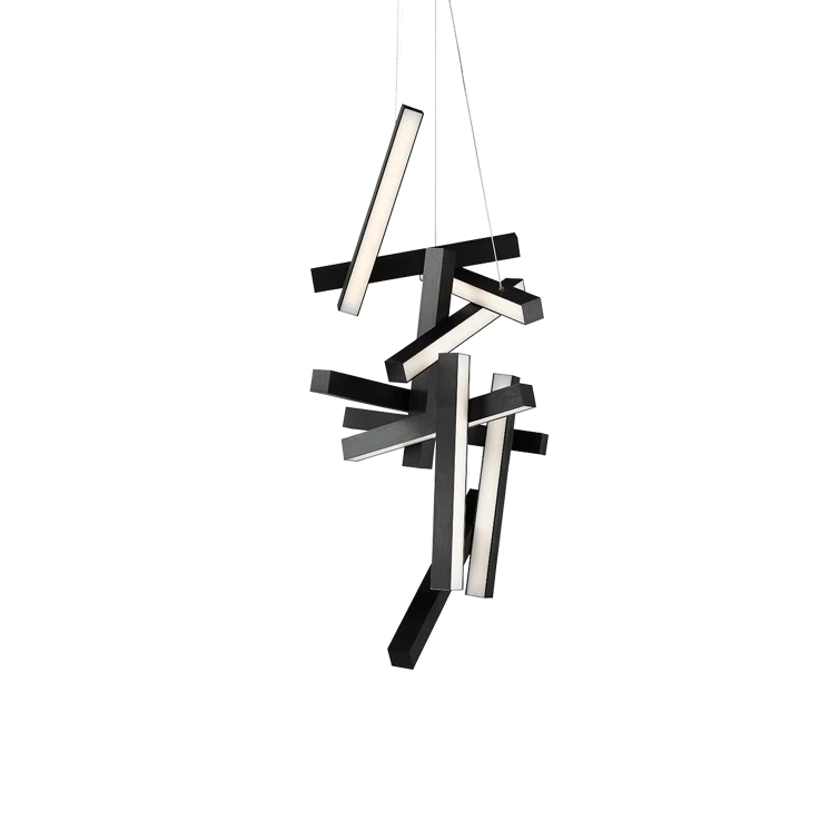 Eclipse Black Crystal 12-Light Adjustable Modern LED Chandelier