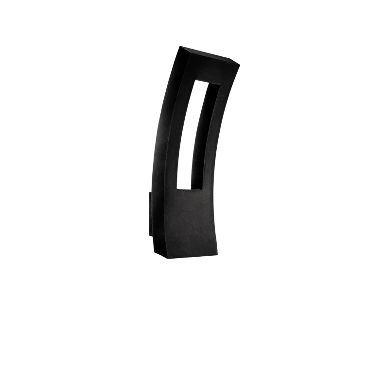 Elegant Curved Black LED Outdoor Sconce with White Diffuser Glass