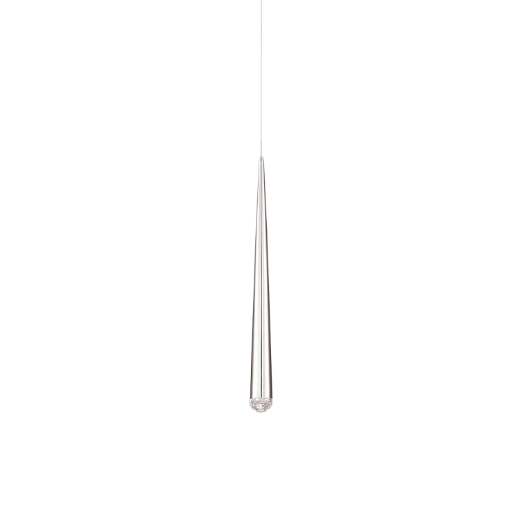 Cascade Polished Nickel LED Pendant with Hand-Cut Crystal