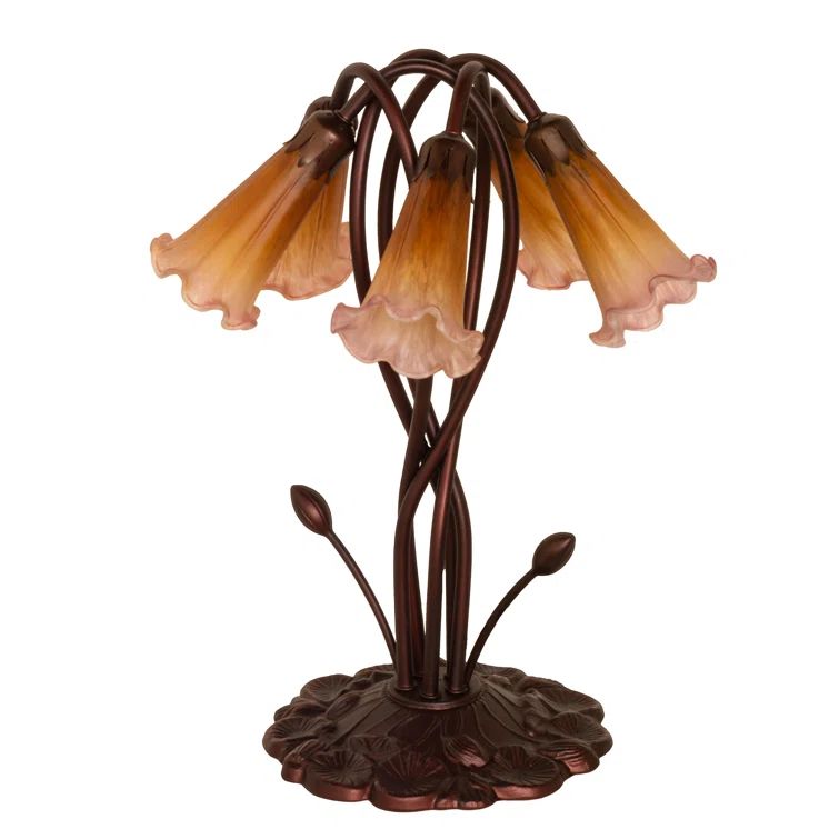 Amber and Purple Bronze 5-Light Lily Accent Lamp