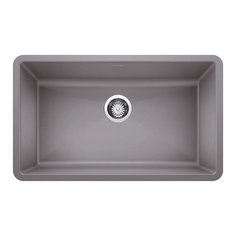 Metallic Gray Granite Composite Single Bowl Undermount Kitchen Sink