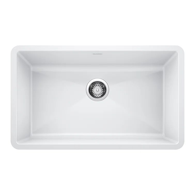White Stone Single Bowl Undermount Kitchen Sink