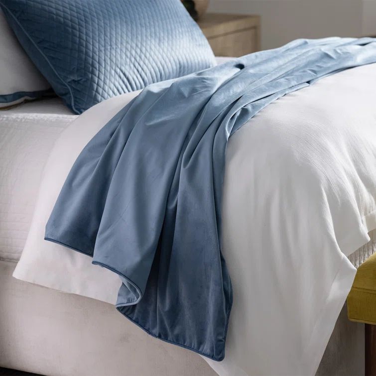 Navy Velvet Reversible Machine Washable Throw Blanket
