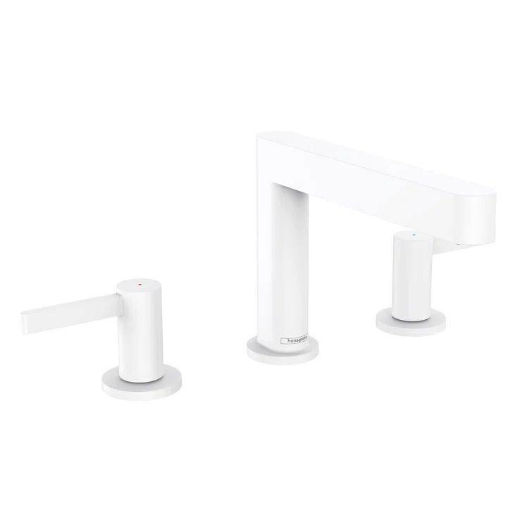 Modern Matte White 3-Hole Widespread Bathroom Faucet with Push-Open Drain