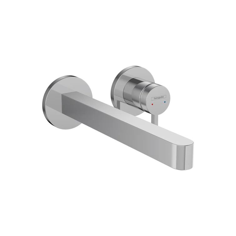 Sleek Modern 1-Handle Wall-Mounted Bathroom Faucet in Black Chrome