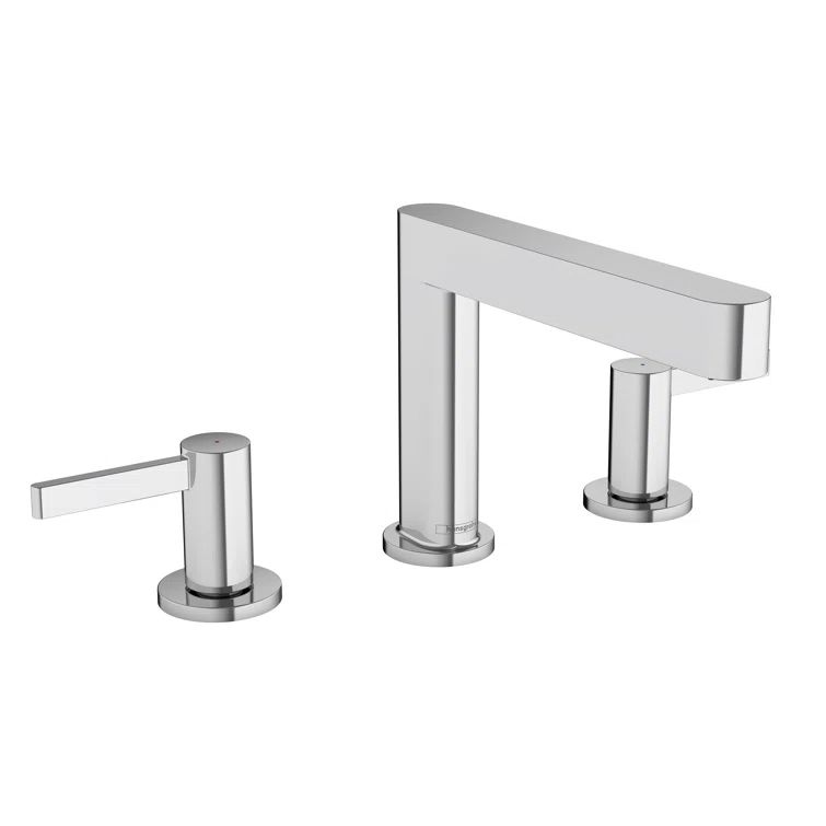 Modern Black Brass Widespread Faucet with Chrome Accents