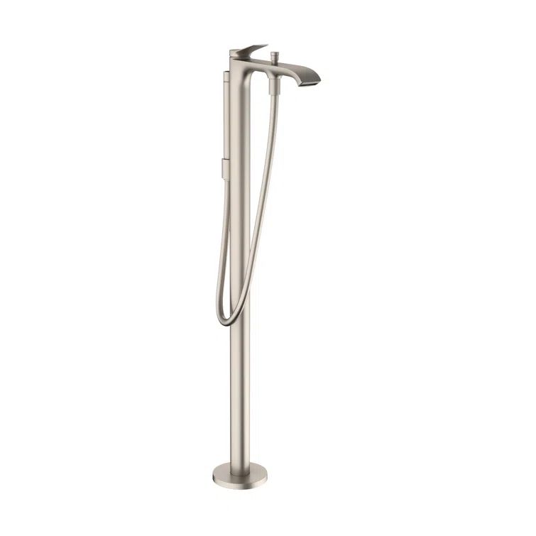 Brushed Nickel Freestanding Tub Filler with Handshower
