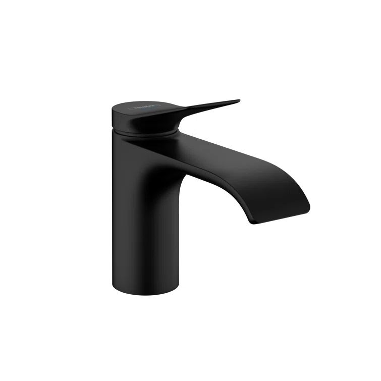 Elegant Matte Black Brass Single-Hole Bathroom Faucet with WaterfallStream