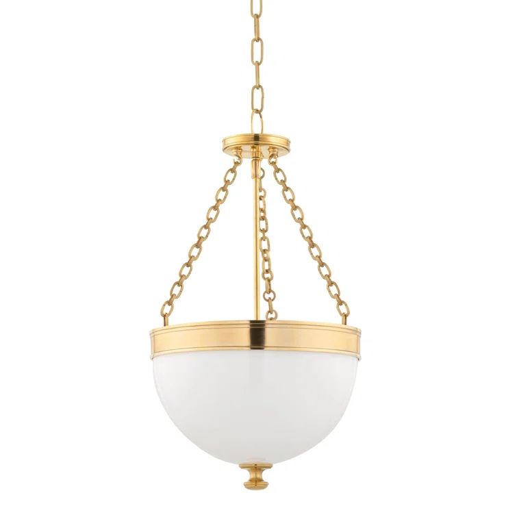 Barrington Aged Brass 3-Light Pendant with Opal Glass Bowl