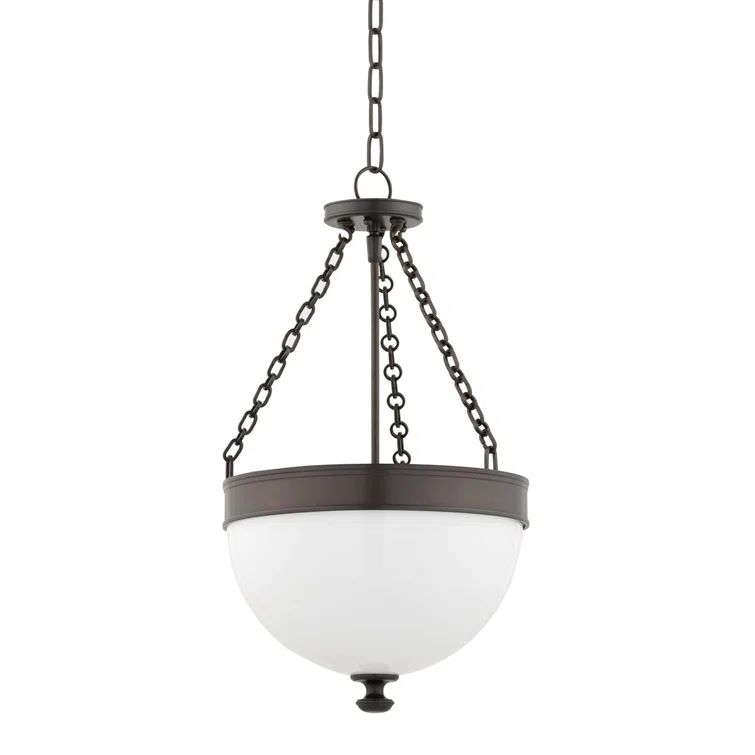 Historic Bronze 3-Light Pendant with Opal Glass Shade