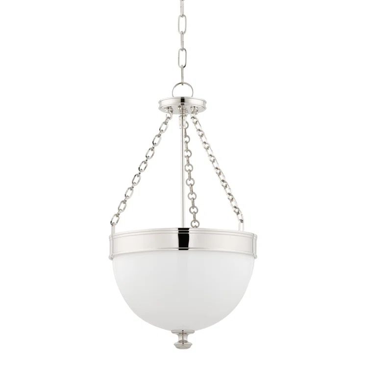 Barrington Polished Nickel 3-Light Pendant with Opal Glass Shade
