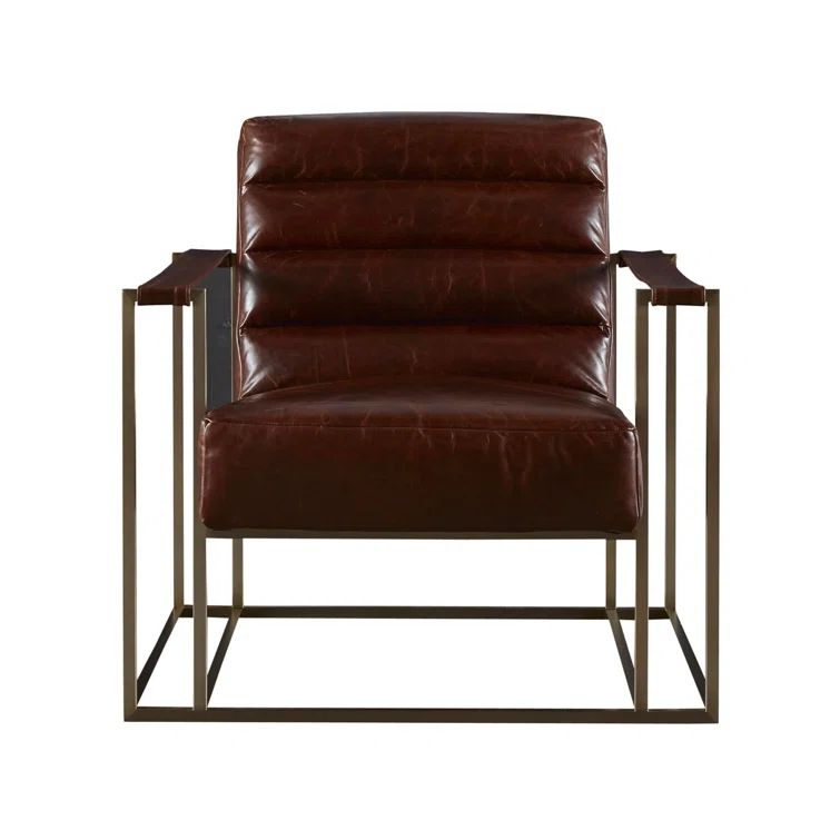Jensen 34" Brompton Brown Leather Accent Chair