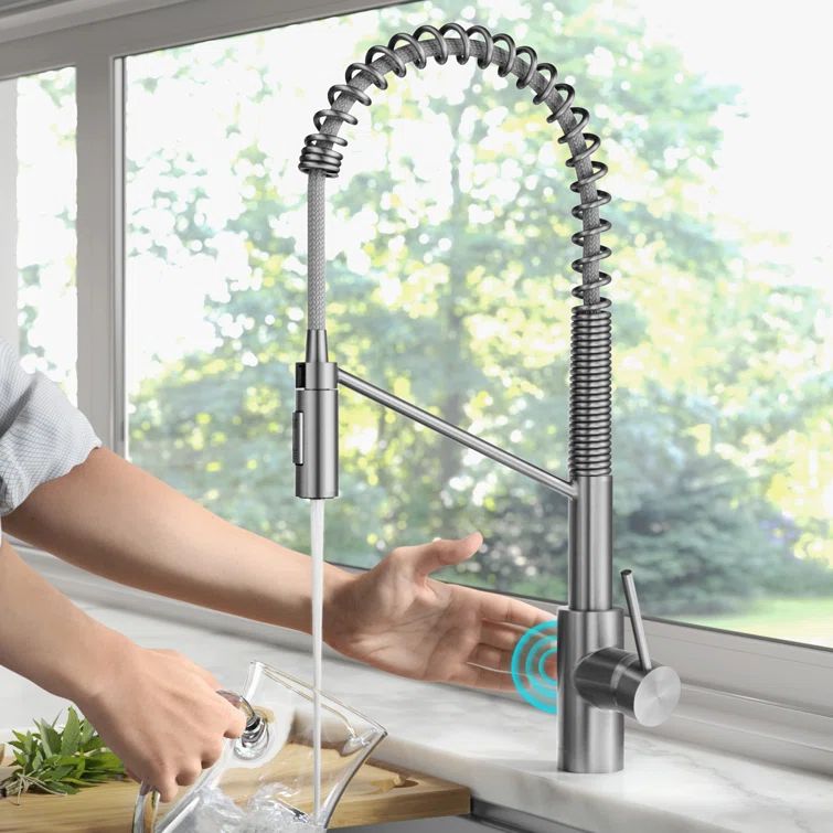 Stainless Steel Touchless Sensor Commercial Pull-Down Kitchen Faucet