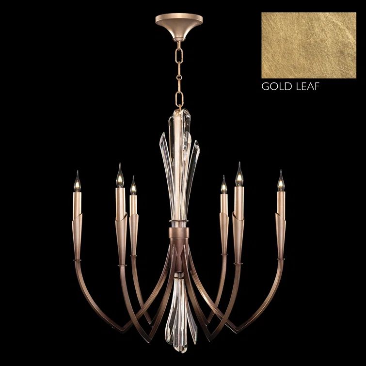 Trevi Gold Leaf 6-Light Chandelier with Hand Carved Crystals