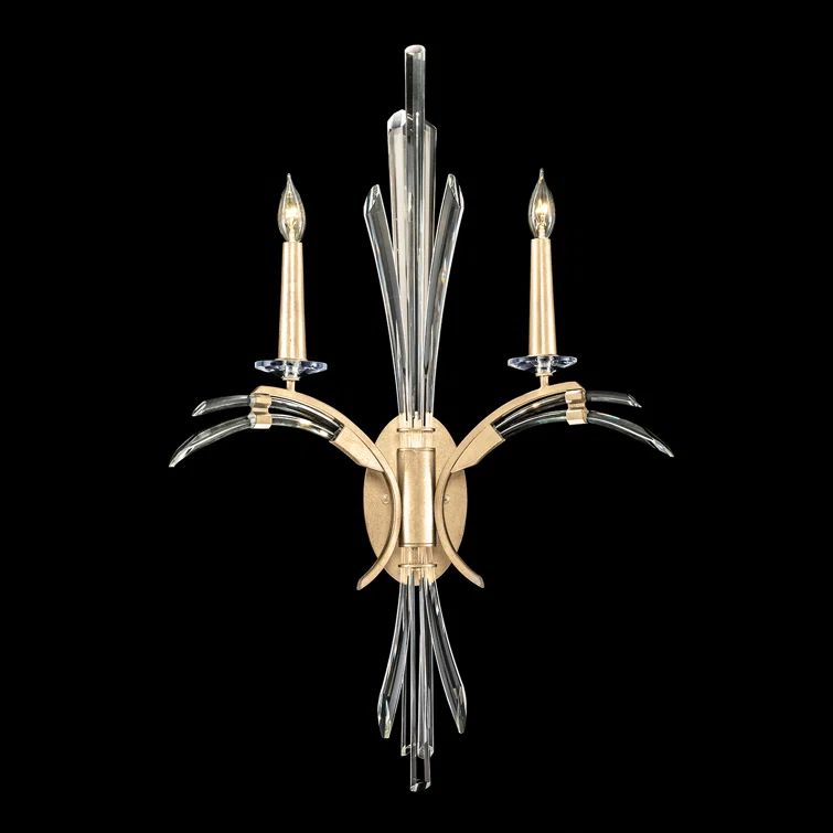 Elysian Gold Leaf 2-Light Wall Sconce with Hand Carved Crystals