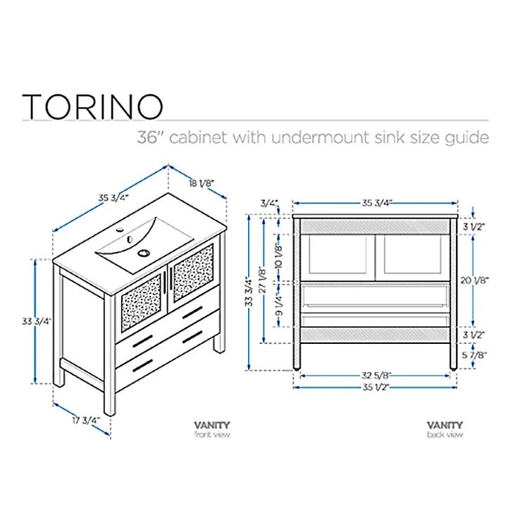 Torino 36'' White Ceramic Top Single Vanity Set with Mirror