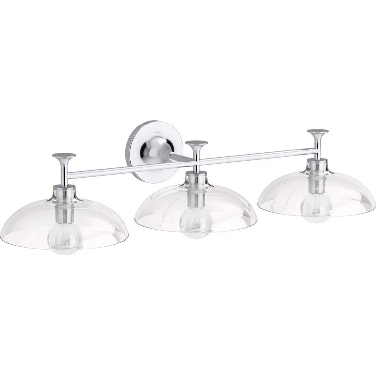 Chrome 31" Three-Light Sconce with Clear Glass Shades