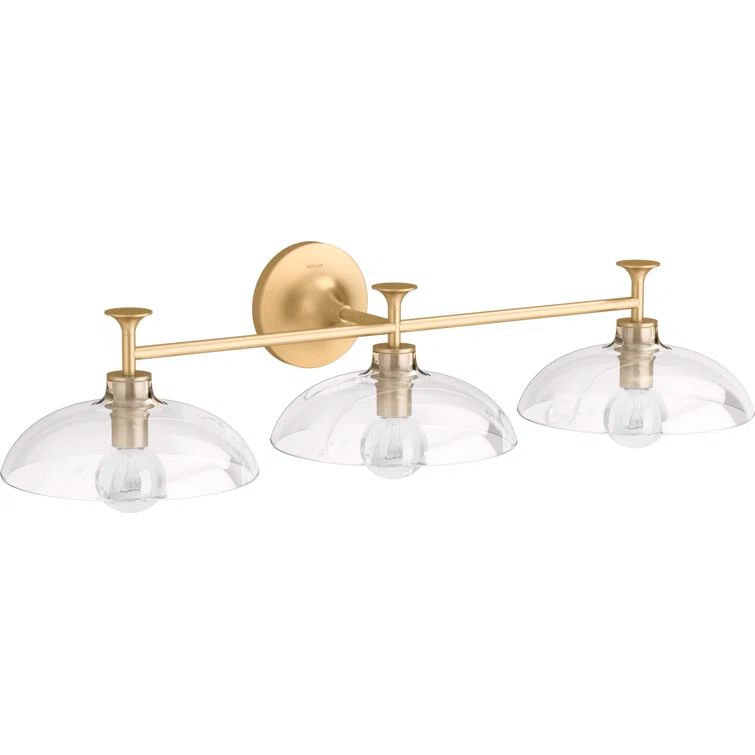 Brushed Gold and Clear Glass 31" Modern Vanity Light Fixture