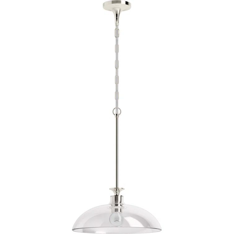 Tone 24.5" Polished Nickel Indoor/Outdoor Pendant Light with Clear Glass Shade