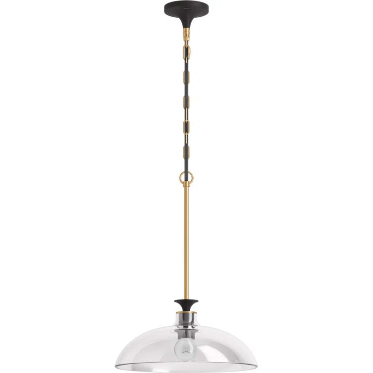 Black and Brass Glass Pendant Light with Adjustable Cord