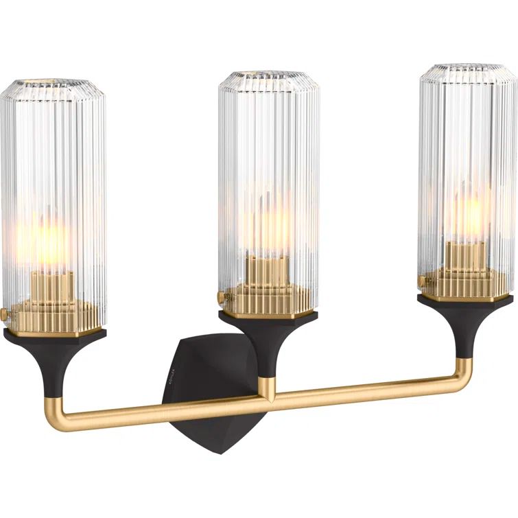 Occasion Black and Brass 3-Light Glass Sconce