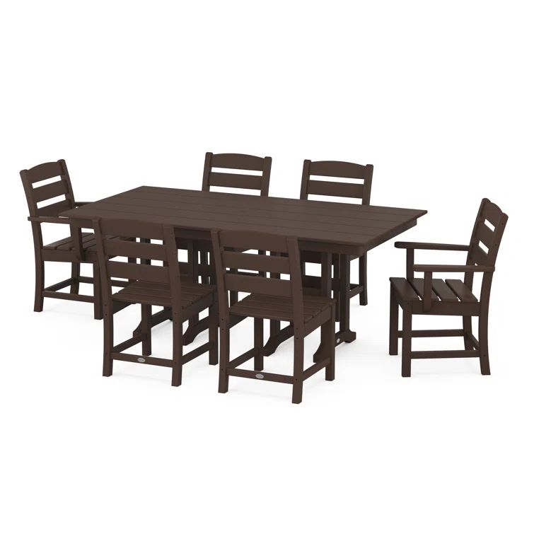 Mahogany 6-Person Farmhouse Style Outdoor Dining Set