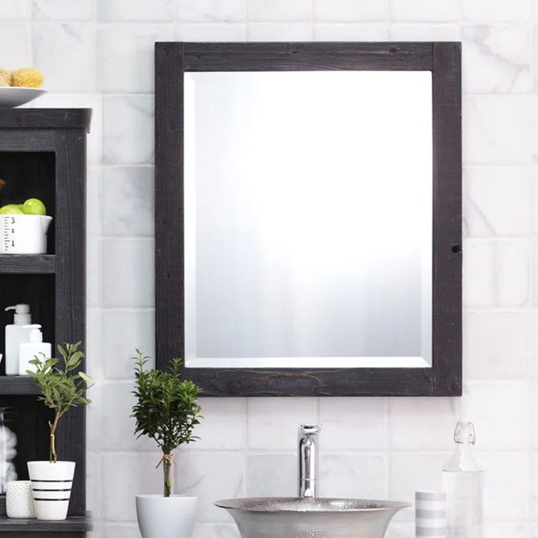 Americana Rectangular 29.5" Antique Wood Bathroom Vanity Mirror