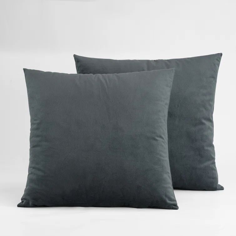 Distance Blue Gray Velvet Euro Throw Pillow Covers