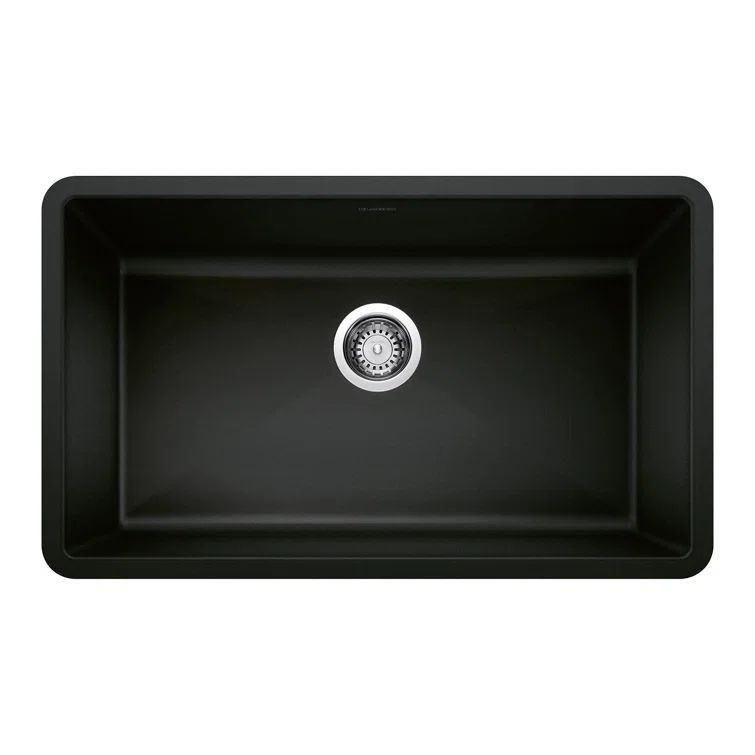 Coal Black Granite Composite Single Bowl Undermount Kitchen Sink