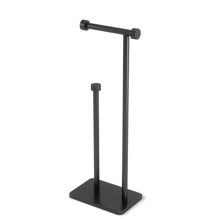 Black Freestanding Toilet Paper Holder with Reserve