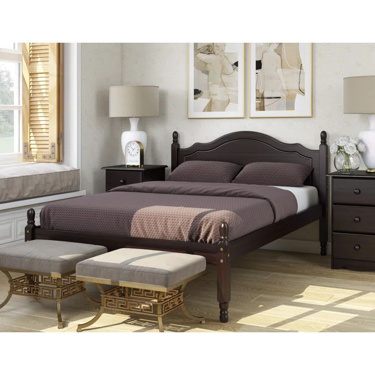 Reston Java Full Pine Wood Platform Bed with Drawer