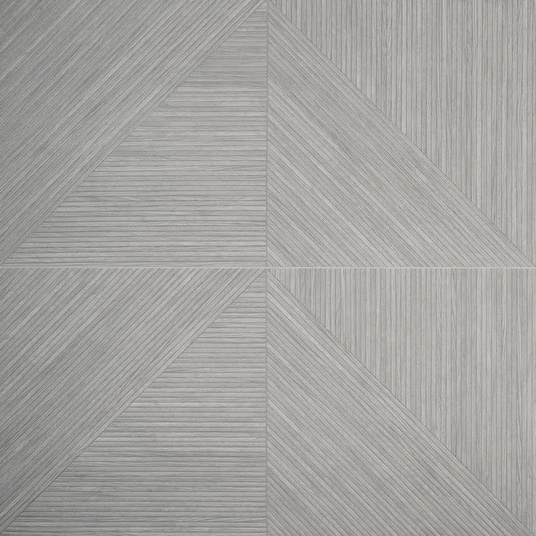 Large Format Matte Gray Porcelain Wood Look Wall Tile