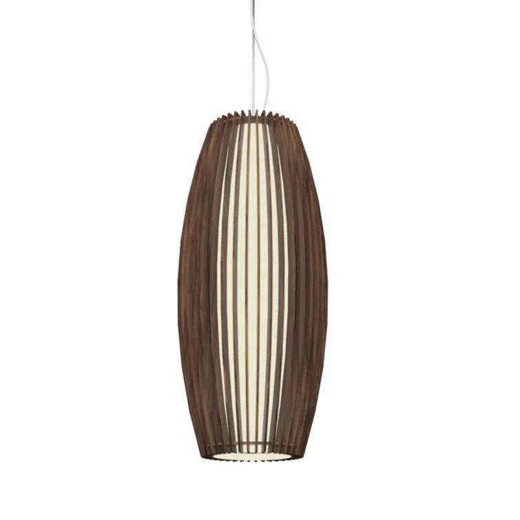 American Walnut Modern Pendant Light with LED and Incandescent Options