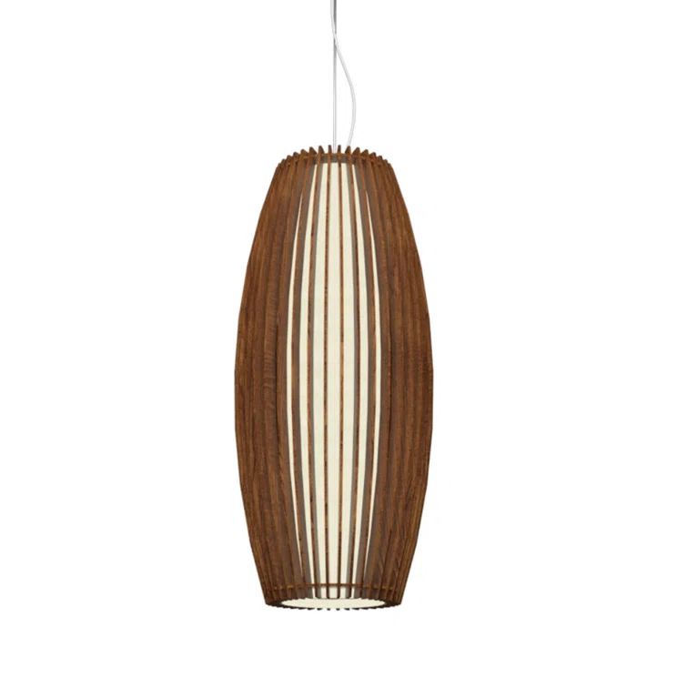 Imbuia Wood and Glass Contemporary Pendant Light