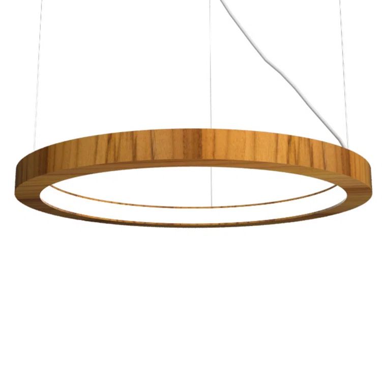 Blonde Freijo LED Cylindrical Pendant Light with White Acrylic Diffuser