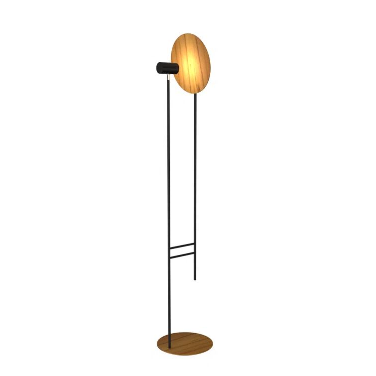 Adjustable Black and Teak 64" Tripod Floor Lamp