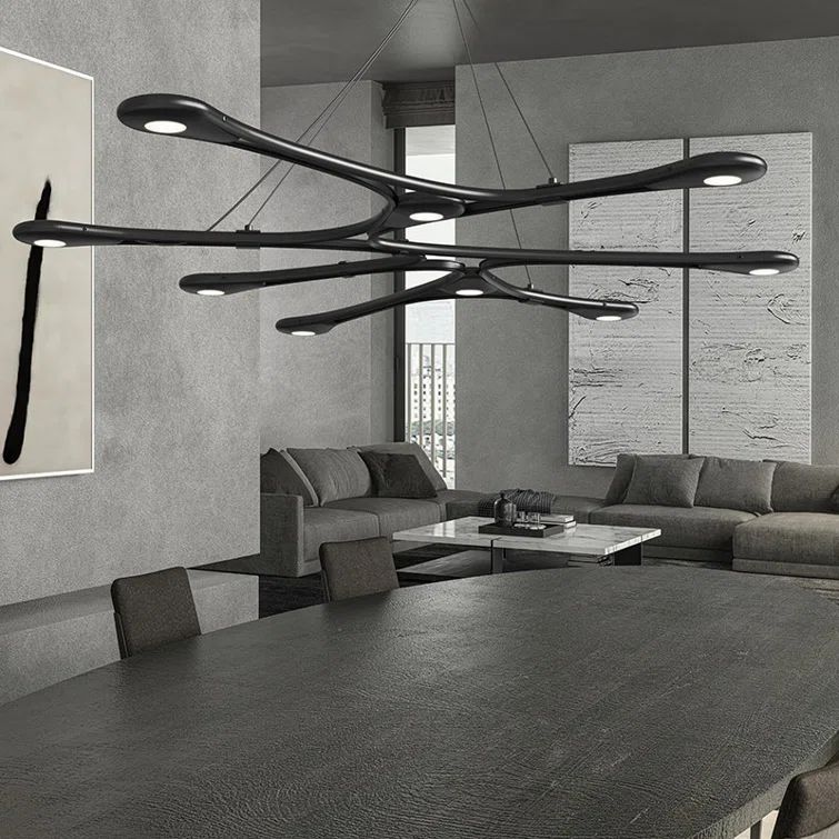 Satin Black Modern Aluminum LED Island Chandelier