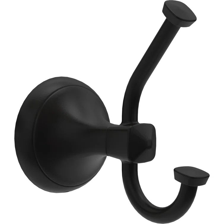 Matte Black Double Towel Hook Bath Accessory