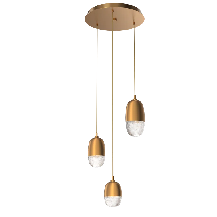 Pebble 3-Light Novel Brass LED Cluster Globe Pendant