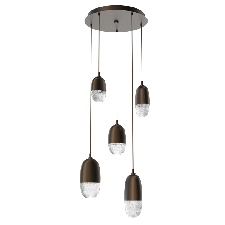 Nature-Inspired Pebble Cluster LED Pendant in Flat Bronze