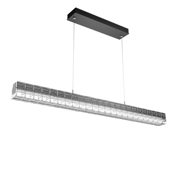 Asscher Matte Black 24-Light LED Glass Island Pendant