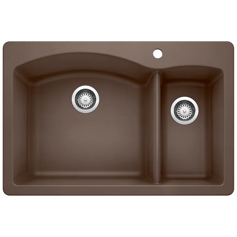 Cafe Brown Granite Composite Double Bowl Drop-In Kitchen Sink